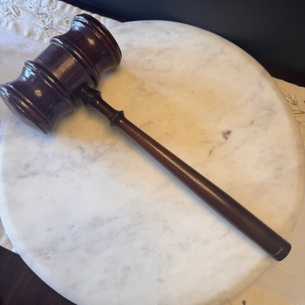 Vintage Brown Solid Wooden Judge Lawyer Masonic Gavel Hammer 17 Inch
